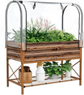outsunny raised garden bed with cover and storage, main product view