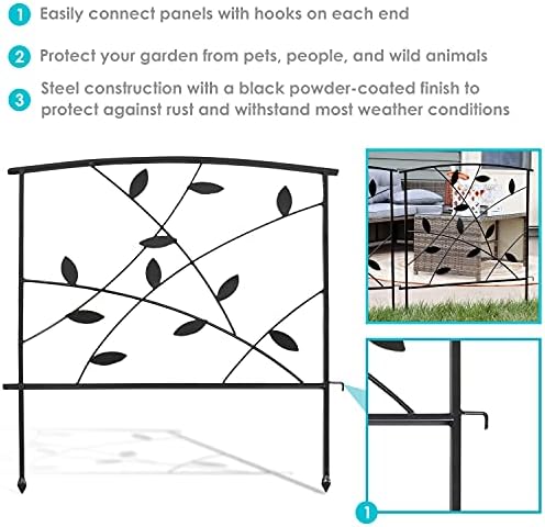 sunnydaze no dig decorative garden fence border, 5 shown in use