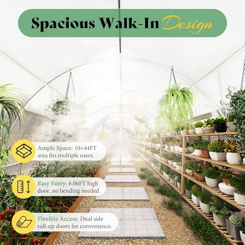 amerlife 10x44 ft white walk-in tunnel greenhouse with, package contents