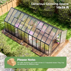 wacasa 24x10x10 ft polycarbonate greenhouse with aluminum frame shown in use
