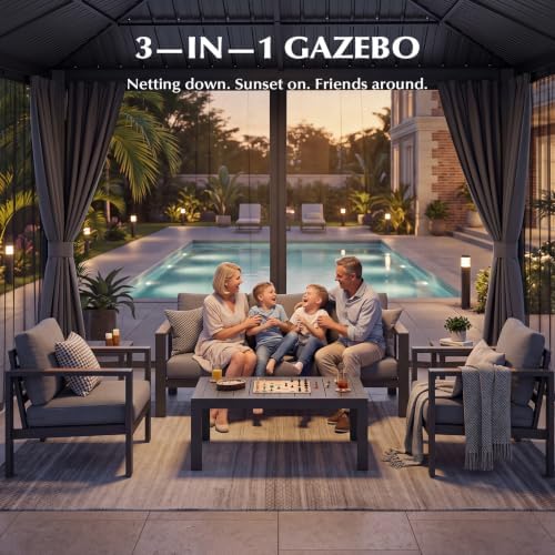 domi 10'x14' gazebo, hardtop gazebo for patio with, package contents