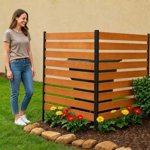 48 * 48 inch wood privacy fence screen, side view