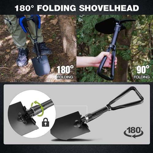 redcamp 23" military folding camping shovel, tri-fold survival, package contents