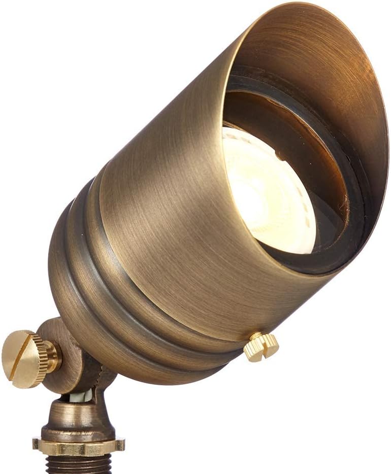 VOLT 12V Fat Boy Outdoor Spotlight (Bronze) & 5W 3000K MR16 LED Bulb | Solid Brass, 400 Lumens of Modern White Light, Low Voltage, Ideal for Uplighting of Yard, Garden, Trees & House