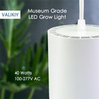 Hanging Grow Light 40W Large, Full Spectrum Warm White Color Plant Lamp, 120V Plug-in with Timer, 15FT Fabric Power Cord, Decorative Pendant Plant Light