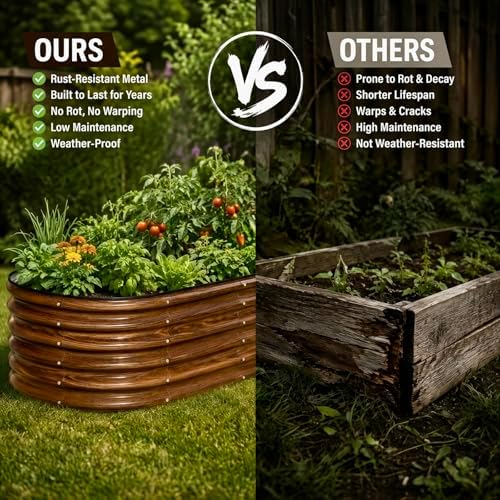 snugniture 3 pcs 4x2x1.5ft raised garden bed outdoor shown in use
