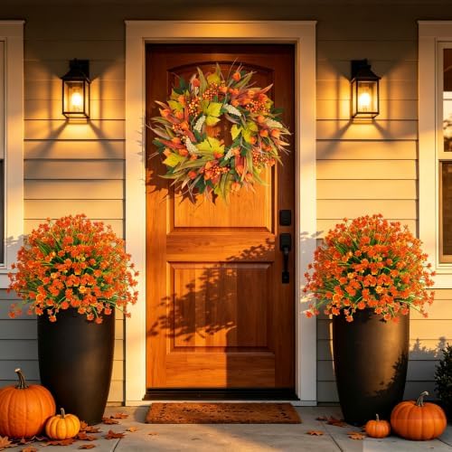 yangrass 2 pack fall artificial flower topiary balls shown in use