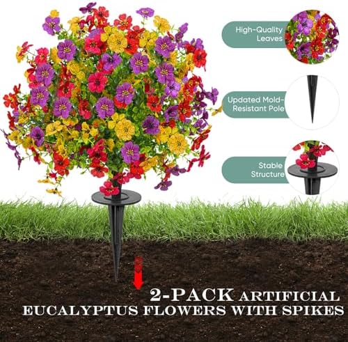 fajunzh artificial topiary bushes for outdoors with spike, close-up detail