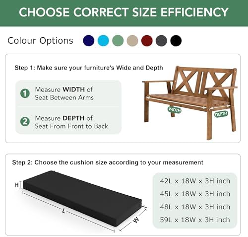 summsun outdoor bench cushion pad, 48 x 18, package contents