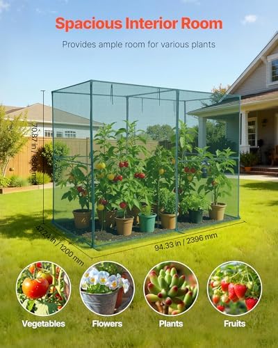 vevor crop cage, 7.8 x 3.9 x 5.9 shown in use
