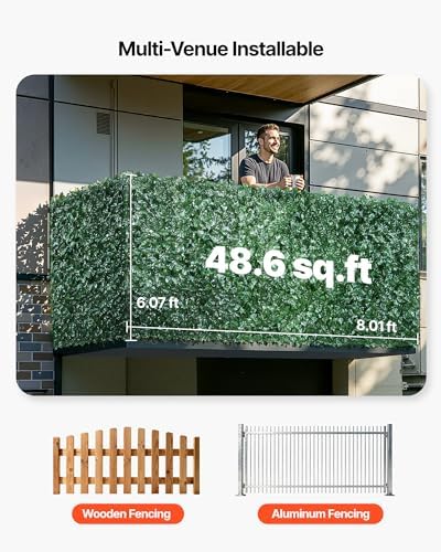vevor artificial ivy privacy fence screen, 96 x showing dimensions