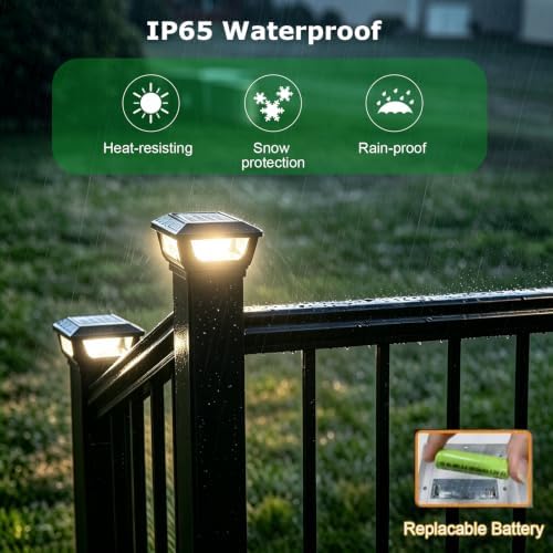 solar post cap lights for 3x3 metal/vinyl &, side view
