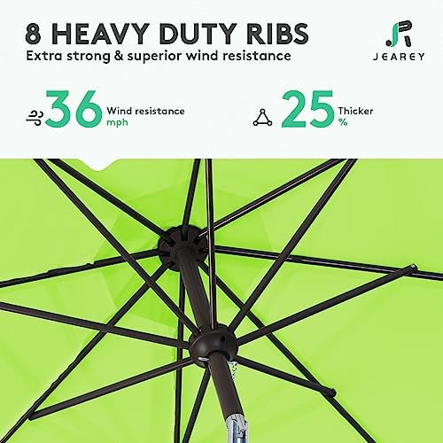 jearey 9ft outdoor patio umbrella, market umbrella, apple showing dimensions