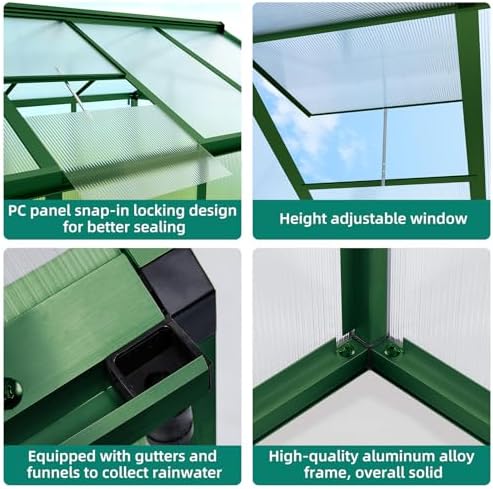 6x8 ft greenhouse - large aluminum greenhouses for showing dimensions