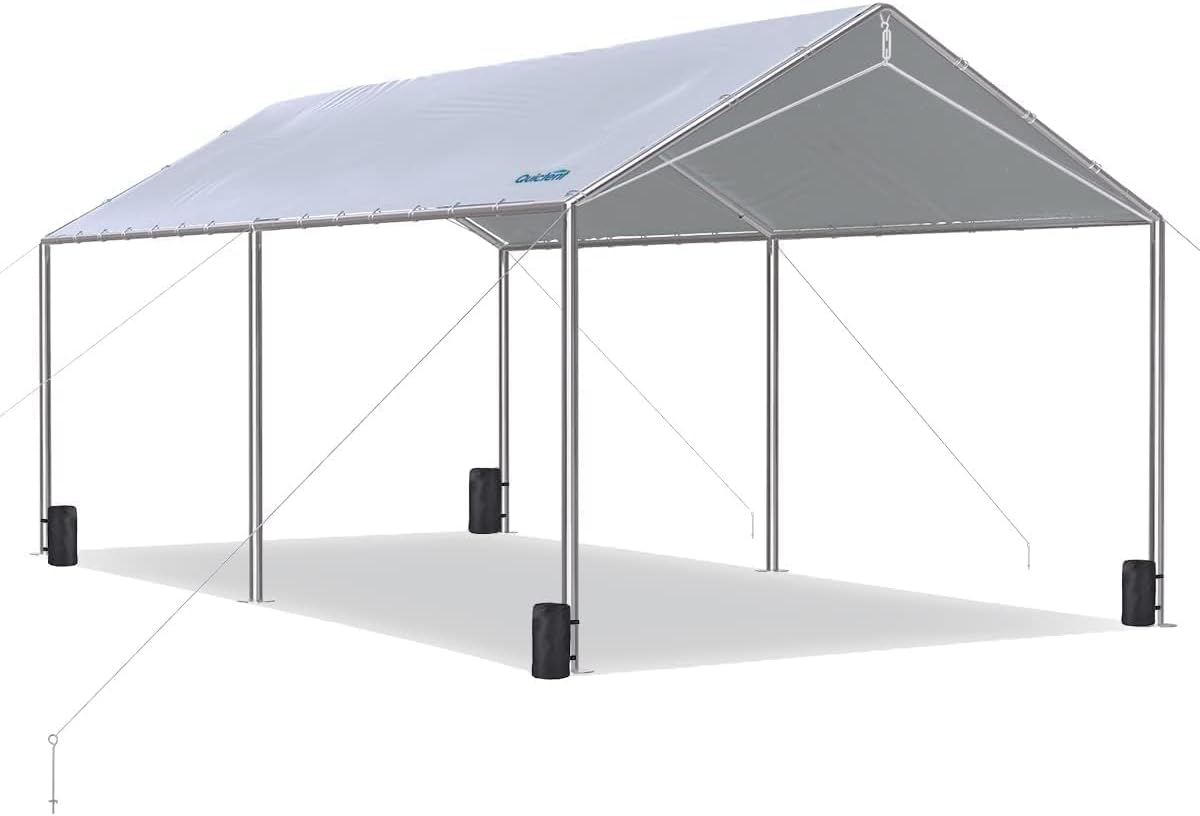 quictent 10x20 ft heavy duty car canopy galvanized, main product view