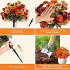 artificial mums topiary ball, fake mums bushes fall showing dimensions