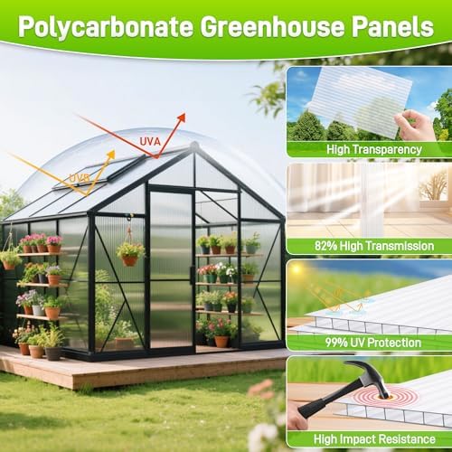 quibbay 8pcs polycarbonate greenhouse panels, 6' x 4', close-up detail