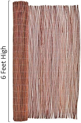 forever bamboo natural willow rolled panel fence natural, front angle view
