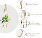 3 Pack Macrame Plant Hanger,Hanging Plant Holder, Boho Home Decor Hanging Basket with Wood Beads,Hanging Planters for Indoor Plants,Plant Hanger Indoor 35"/29"/23" Brown (POTS NOT Included)