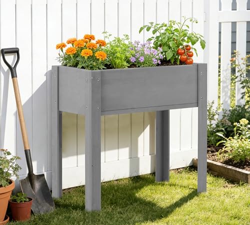 raised garden bed with legs, 31x16x31'', outdoor wood on a desk or shelf
