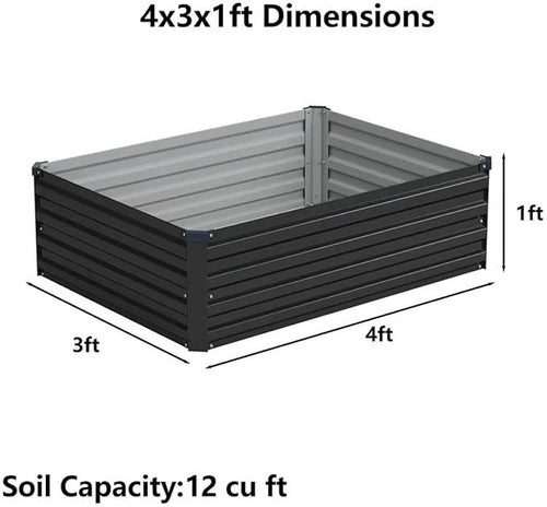 4x3x1ft(2 Pack) Galvanized Raised Garden Bed,Outdoor Planter Box Metal Patio Kit Planting Bed for Vegetables Flowers Herb,Black