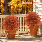 yangrass 2 pack fall artificial cedar topiary balls, front angle view
