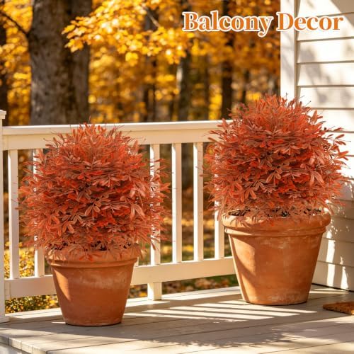 yangrass 2 pack fall artificial cedar topiary balls, front angle view