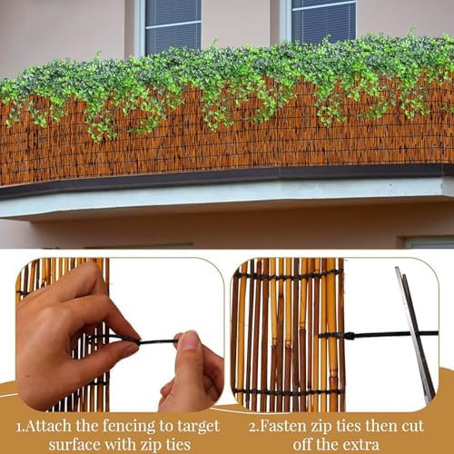 natural reed fencing rolls, decorative bamboo fencing 2ft shown in use