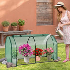 happygrill portable mini greenhouse with roll-up zipper door, front angle view