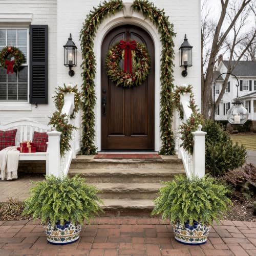artificial cedar potted plant christmas greenery for front, view 9