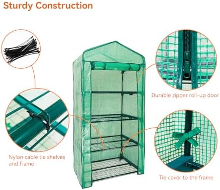 mini greenhouse for outdoor indoor,4 tier small portable showing dimensions
