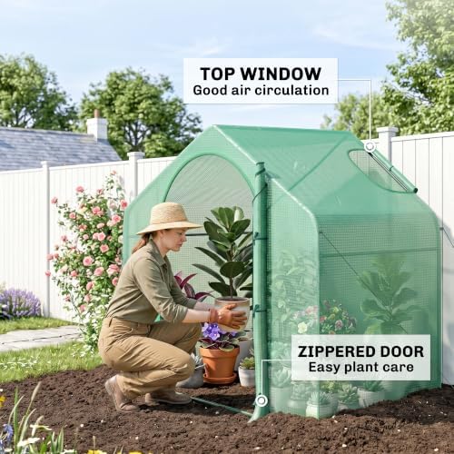 outsunny 6' x 3' x 5' portable walk-in, side view