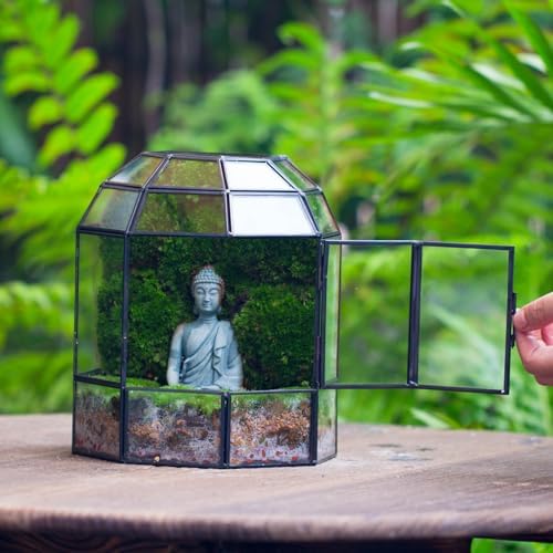 ncyp half dome geometric glass terrarium with door, package contents