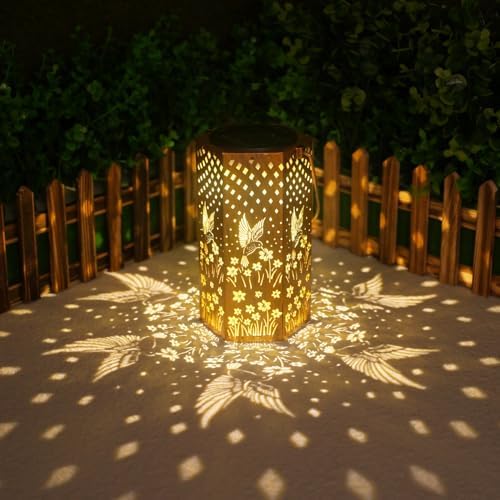 Hummingbird Solar Lanterns Outdoor Waterproof Garden Decor - Birthday Gifts for Women Men Mom Father Garden Gifts, Solar Lights Outdoor Decor for Patio, Outside, Yard, Lawn, Pathway