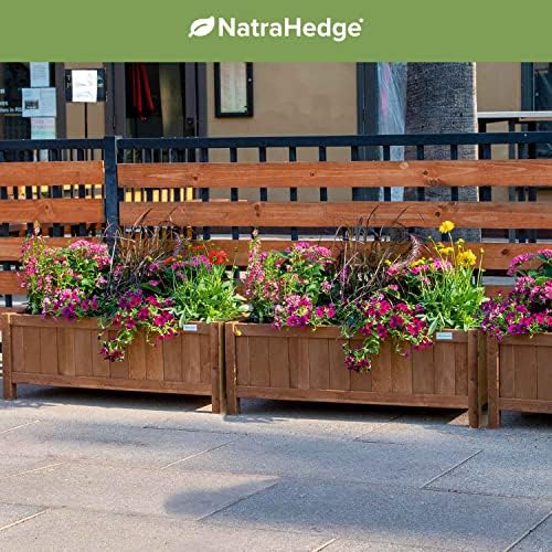 natrahedge hampton classic wooden planter box (44"" lx15 showing dimensions