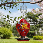 3oz Glass Ant Moat for Hummingbird Feeder, Clear Tulip Insect Guard | Stainless Hooks, Floral Buffer, Nectar Protector, Water Barrier Blocking Bugs, 3 Ounce/90ml Capacity