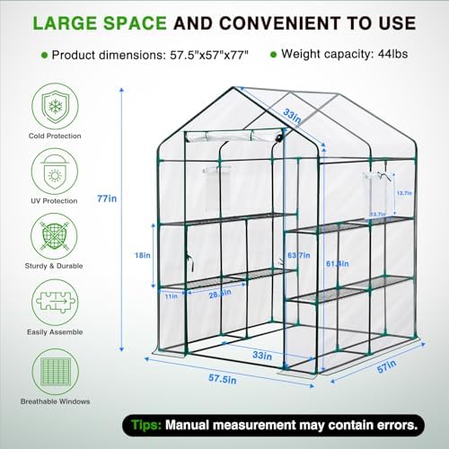 yesker greenhouse 57.5"x57"x77" walk in green house shown in use