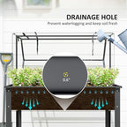 outsunny raised garden bed with flip-up cover, 39.4"x18.9"x48.8" showing dimensions