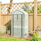 outsunny 3 tier mini greenhouse w/ screen roof, view 9