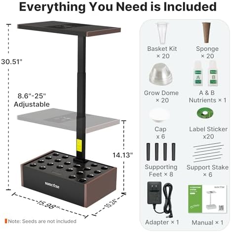 suncoze smart hydroponics growing system, 20 pods, 25, view 9