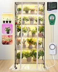 meonum indoor greenhouse with grow lights, 6 tier, main product view