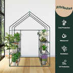 lemy walk-in greenhouse for outdoors,2-tier 8 shelves heavy-duty showing dimensions