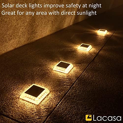 lacasa solar deck lights, 4 pack 30lm led, front angle view
