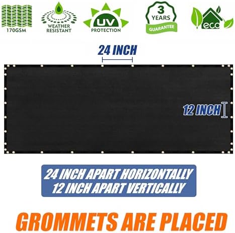 amgo 5' x 12' fence privacy screen, heavy showing dimensions