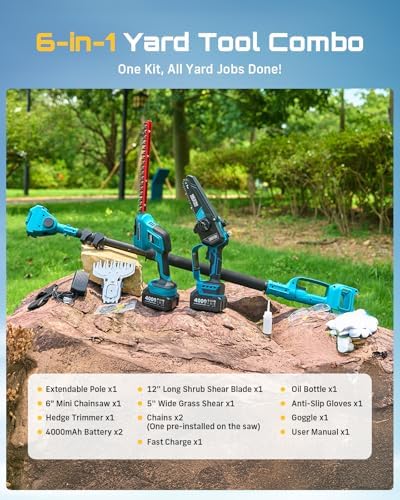 seesii 6-in-1 cordless pole saw & hedge trimmer, view 9