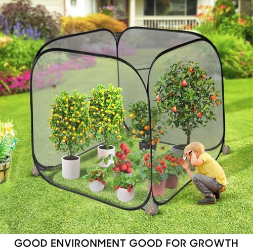 pop up mesh plant cover,35x35x38'' garden netting for on a desk or shelf