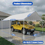 10x20ft heavy duty carport canopy replacement cover, close-up detail