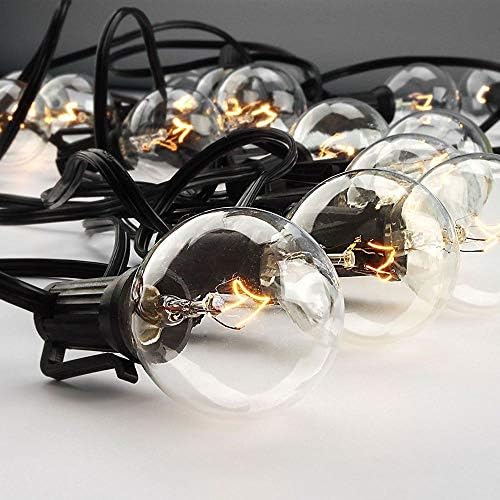 goothy 50ft outdoor globe string lights, g40 patio, close-up detail