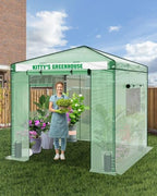 acepic 8x8 instant pop up greenhouses, walk-in greenhouse, front angle view