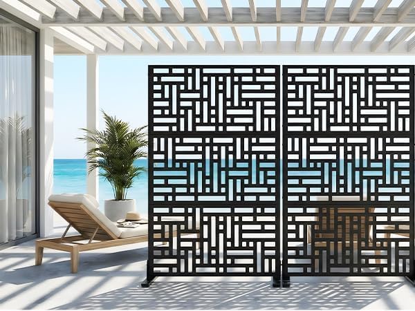 garvee metal privacy screen outdoor, 72"h×47"w balcony patio, front angle view